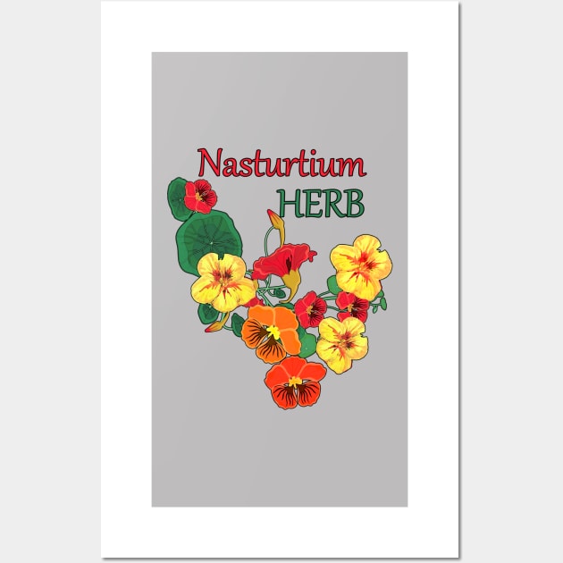 Nasturtium Herbs-Herb plant Nasturtium-Spring-Summer- Nasturtium  flowers Wall Art by KrasiStaleva